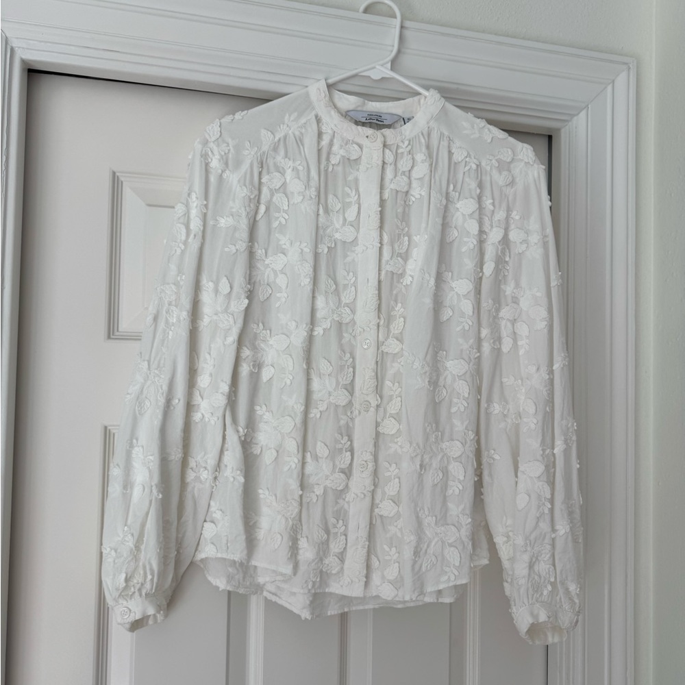 & Other Stories White Floral Lace Blouse